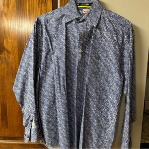 Wrangler Blue Patterned Casual Button Down Shirt